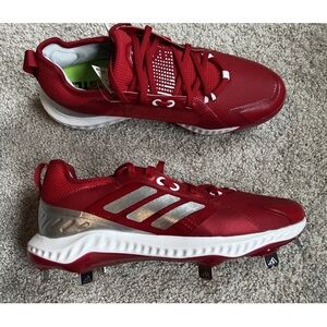 adidas Women's Red Silver Athletic Cleats